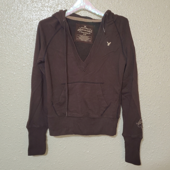 ●SOLD● Women's American Eagle Pullover Hoodie - Purple Wine and Brown - Picture 5 of 7